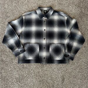 Women’s Herschel Supply Company Button Down Black and Gray Plaid Flannel Shirt
